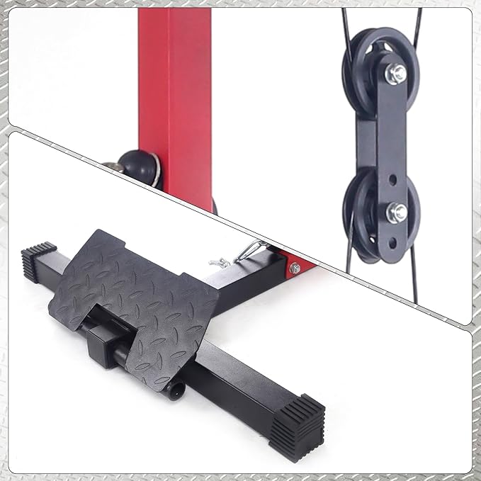 LAT Pulldown Machine, Multi-Functional Cable Machine with High and Low Pulley Station, Row Cable Machine Home Gym with Leg Support, Tricep Workout Equipment-StrideForce Fitness