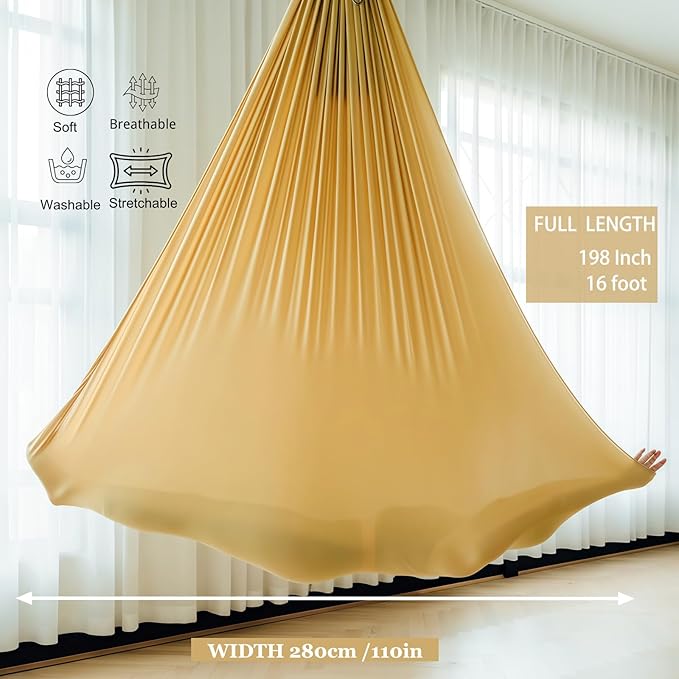 F.Life Aerial Silk Yoga Hammock & Swing for yoga Inversion,Strength training,starter hardware kit-StrideForce Fitness