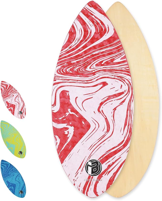 41” Skipper Skimboard with High Gloss Coat Wooden Skim Boards for Beginners, Teenagers and Adults Beach Skimboard 3 Color Traction Pad to Choose-StrideForce Fitness