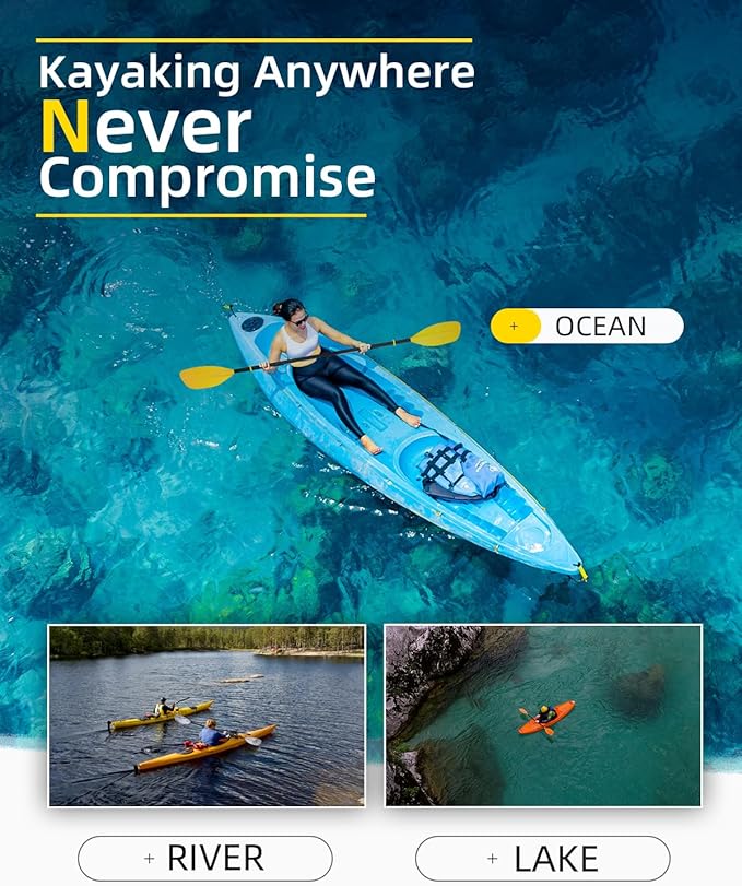 OCEANBROAD Kayak Paddle 86in/218cm, 90.5in/230cm Alloy Shaft 2-Piece Floatable Kayak Oar for Kayaking Canoeing Boating-StrideForce Fitness