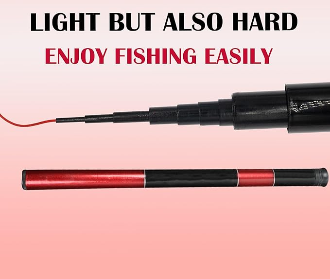 Telescopic Tenkara Rod in 4.9ft/8.8ft/11.8ft-Ultralight Travel Fishing Rods-Portable Collapsible Bass Crappie Rod-Retractable Fishing Pole -Tenkara Fishing Rod-StrideForce Fitness