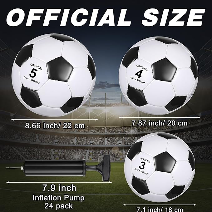 Sotiff 24 Pcs Size 5/4 Soccer Ball Bulk with 24 Pump Deflated Soccer Balls for Kids Teen Football Bulk for Game Training School Team Sports Adults Player Practice Outdoor-StrideForce Fitness
