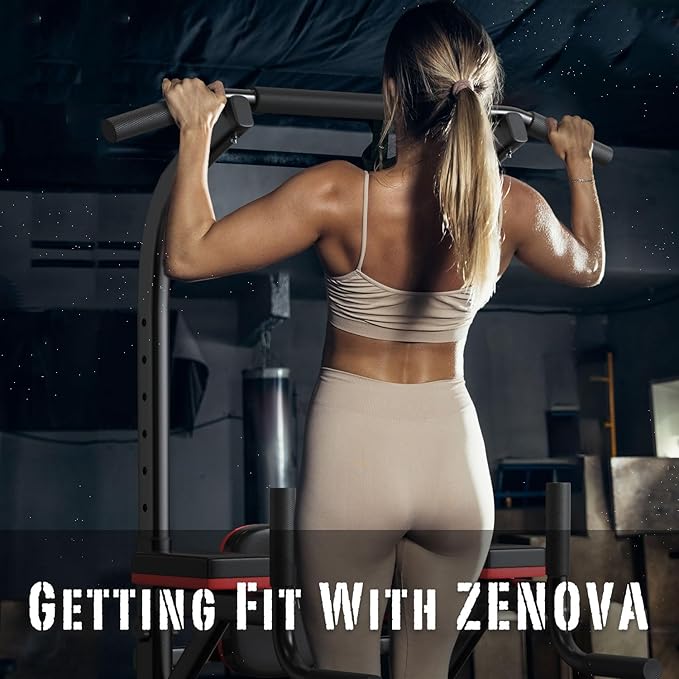 ZENOVA Pull Up Bar Dip Station Multi-Function Strength Training Equipment for Men Women Muscle Building 330/500 LBS Weight Capacity-StrideForce Fitness