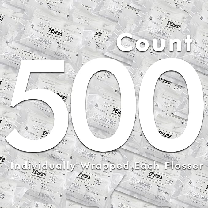 500 Count Dental Flossers Each Individually Wrapped, Floss Singles Bag, Travel Hotel Restaurant Office Car Dental Floss, Floss Picks Oral Care Teeth Clean Flat Wire