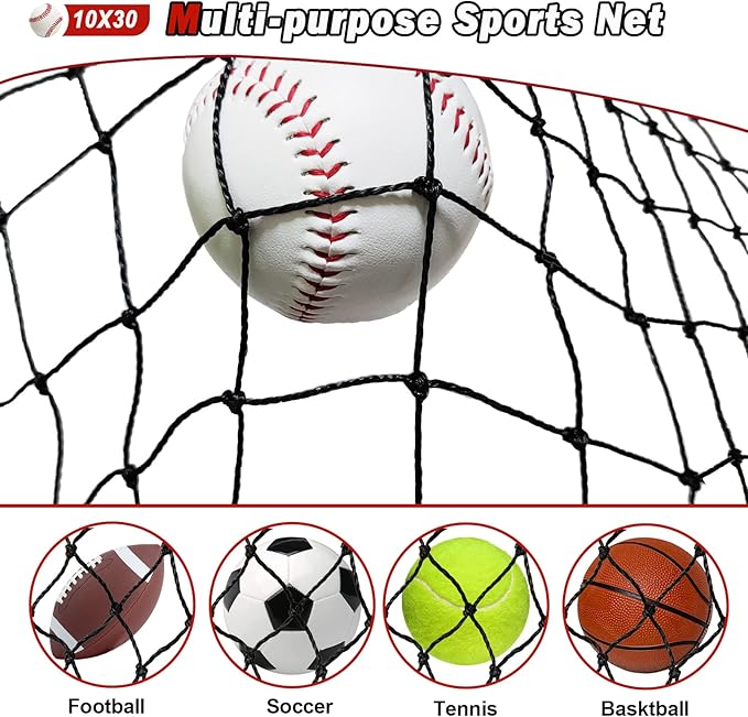 Baseball Softball Backstop Nets,Sports Net,Sports Netting Barrier,Sports Netting for Backyard,Twisted Knotted PE Net-StrideForce Fitness