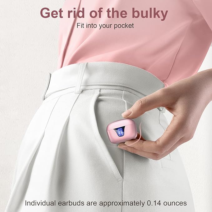 ZIUTY Wireless Earbuds Bluetooth Headphones, 50H Playtime Ear Buds with Mic, LED Digital Display Charging Case, IPX7 Waterproof, Deep Bass Stereo, in-Ear Earphone for iPhone Andriod Phone-StrideForce Fitness