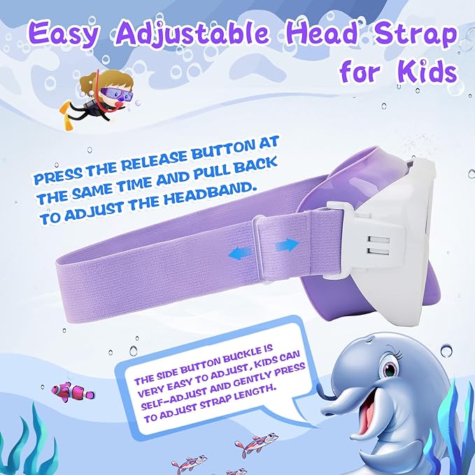 Kids Swim Goggles with Nose Cover, Anti-Leak Swim Mask with Elastic Fabric Strap, UV Protection Swimming Goggles for Kids-StrideForce Fitness