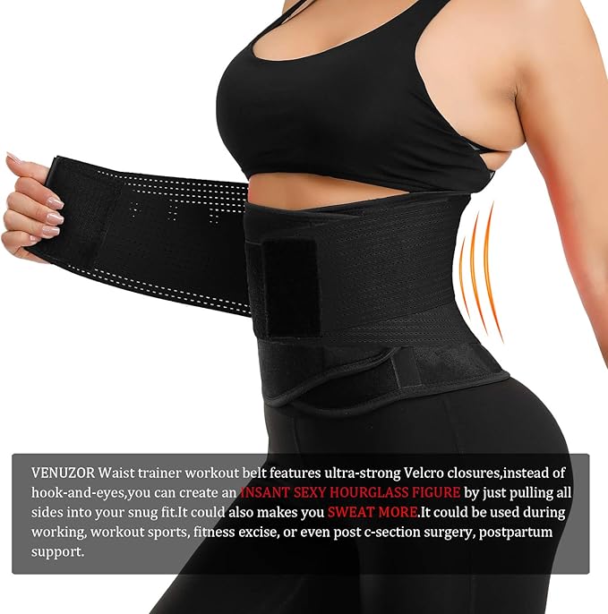 VENUZOR Waist Trainer Belt for Women - Waist Cincher Trimmer - Slimming Body Shaper Belt - Sport Girdle Belt (UP Graded)-StrideForce Fitness