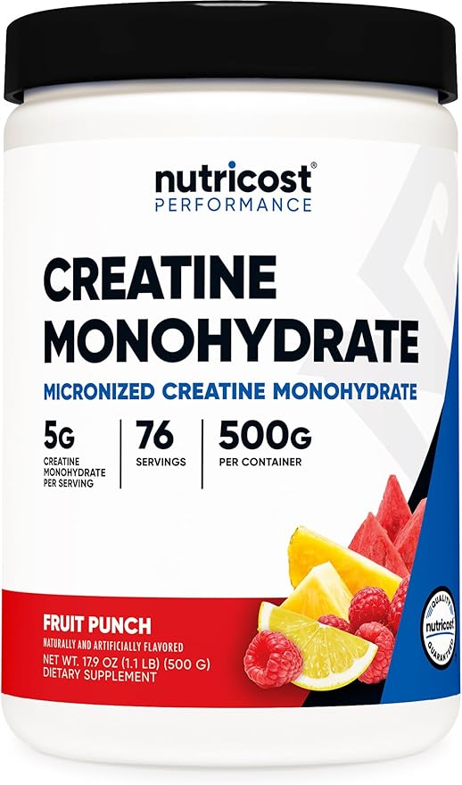 Nutricost Creatine Monohydrate Powder (Fruit Punch, 500 Gram)-StrideForce Fitness