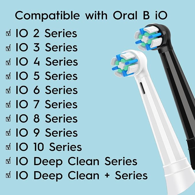 10 PCS IO Replacement Heads Compatible with Oral B IO 2/3/4/5/6/7/8/9/10/Deep Clean Series Electric Toothbrush, Medium Softness Brush Heads Compatible with Oral B IO for Teeth and Gums Care (White)