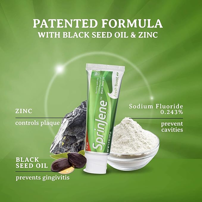 SprinJene Original Fresh Boost | Cavity Protection Toothpaste with Fluoride for Fresh Breath & Healthy Teeth | 4 Pack