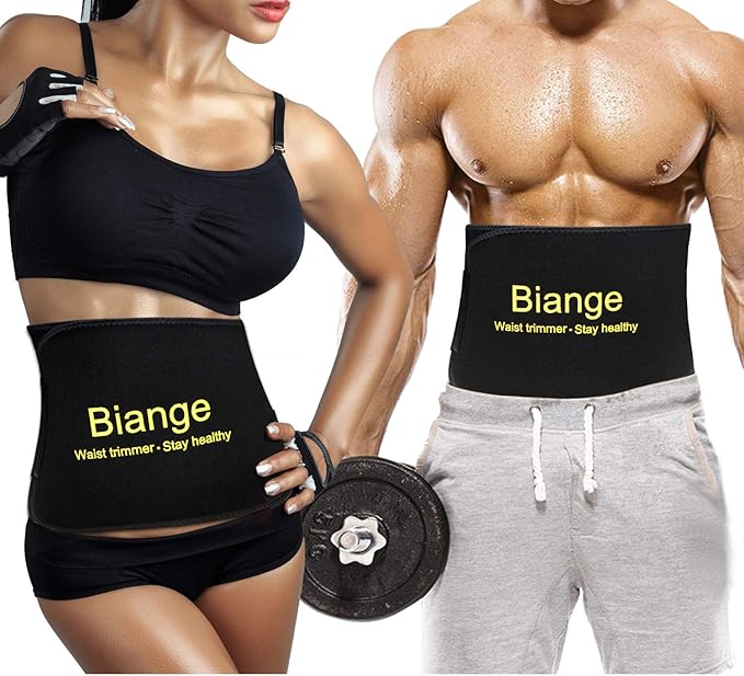 Biange Waist Trainer for Women Men Sweat Belt Waist Trimmer Belly Band Stomach Wraps-StrideForce Fitness