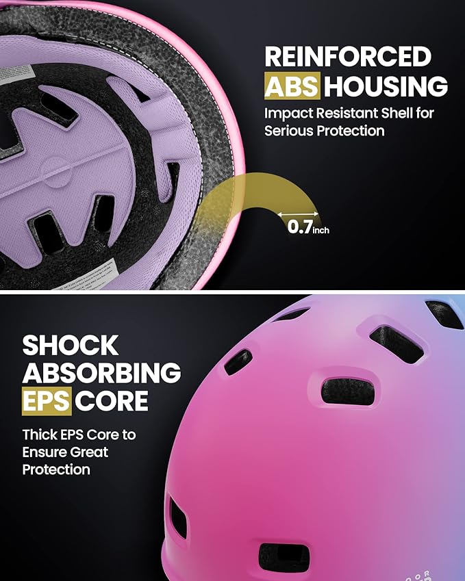 OutdoorMaster Skateboard Cycling Helmet - Two Removable Liners Ventilation Multi-Sport Scooter Roller Skate Inline Skating Rollerblading for Kids, Youth & Adults-StrideForce Fitness