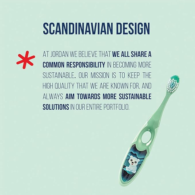 Jordan* | Step 2 Kids Toothbrush | 3-5 Years, Soft Bristles, BPA Free,4 Pack | Blue & Green