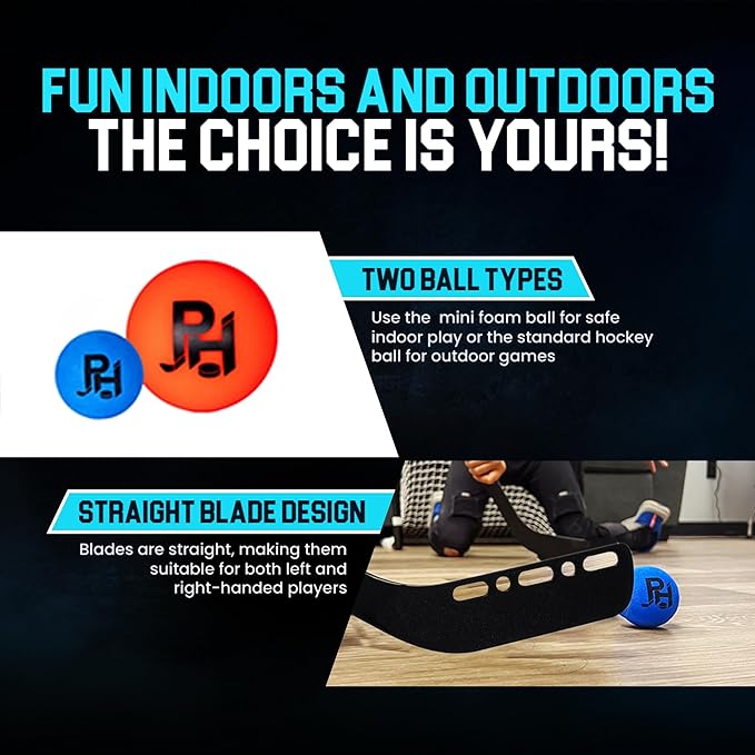 Premier Sports - Kids Hockey Set – (4) Sticks, (2) Mini Goals, (1) Foam & (1) Standard Balls – Complete Beginner Set for Ages 3-9-StrideForce Fitness