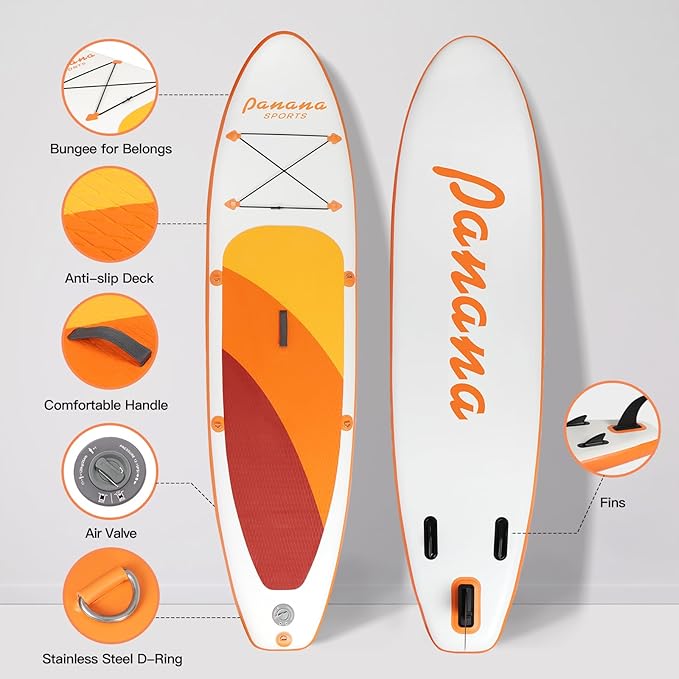 Panana Inflatable Stand Up Paddle Board, 10'x31 x6 SUP with Premium Paddle Board Accessories Kit, Anti-Slip EVA Deck for Adults Youth of All Skill Levels-StrideForce Fitness