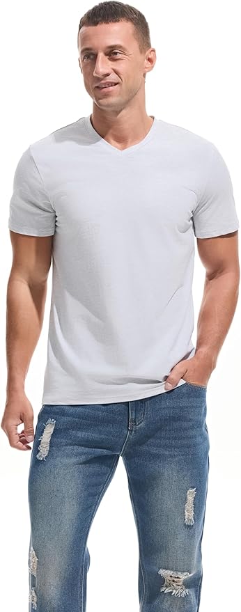 VEIISAR Premium V Neck T Shirts for Men - Modern Fitted Tees Vneck Undershirts-StrideForce Fitness