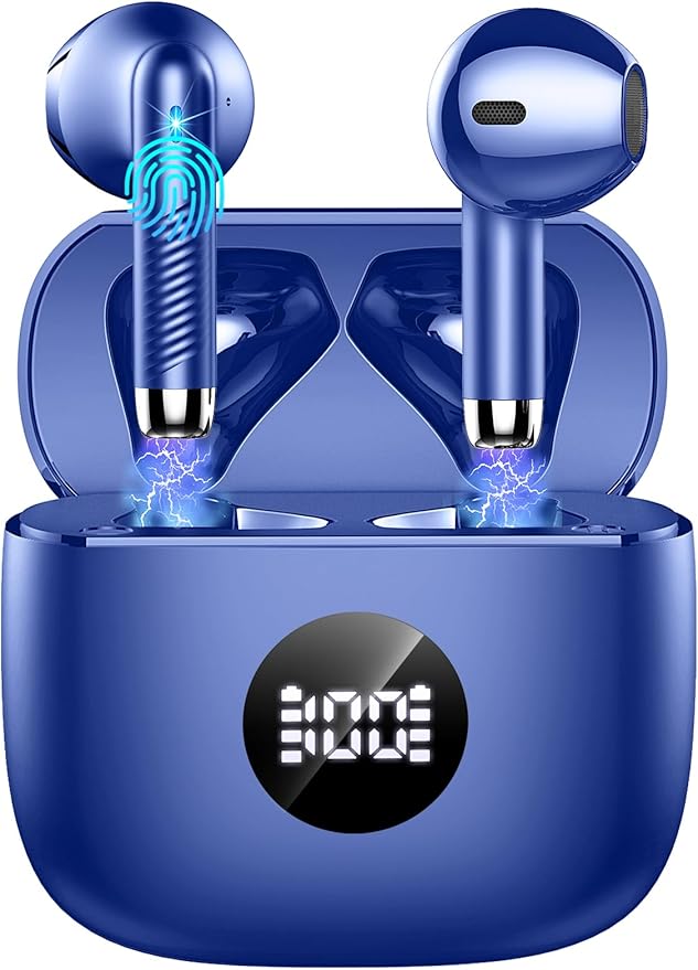 Wireless Earbuds, Bluetooth 5.4 Headphones LED Power Display Ear Buds Bass Stereo, Bluetooth Earbuds in-Ear Noise Cancelling Mic, 40H Playback Mini Case IP7 Waterproof Sports Earphones for Android iOS-StrideForce Fitness