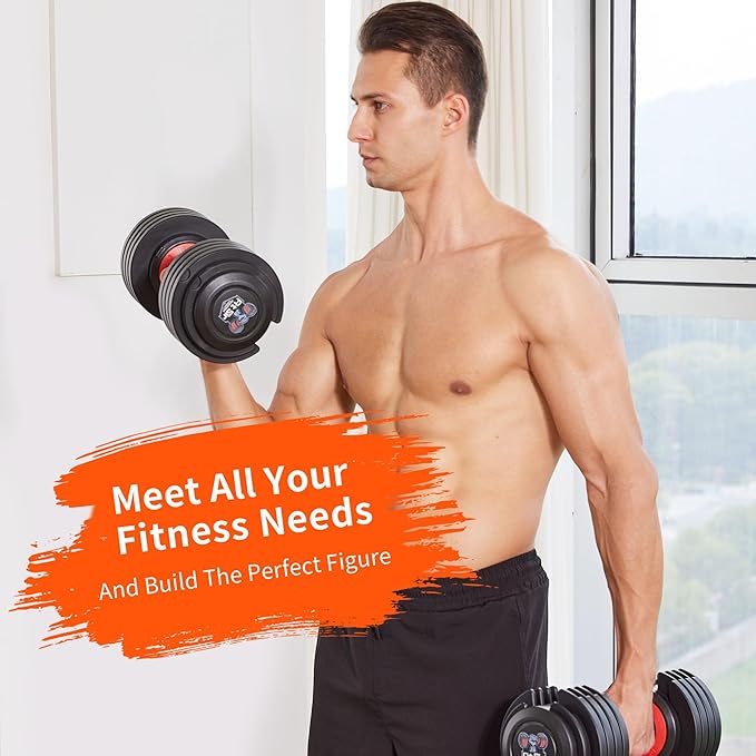 Adjustable Dumbbell Set 25/55/90LBS,10 in 1 Free Weights Dumbbell with Anti-Slip Texture Handle,1 Sec Speed Adjustment Men/Women Gym and Home Strength Training Equipment.-StrideForce Fitness