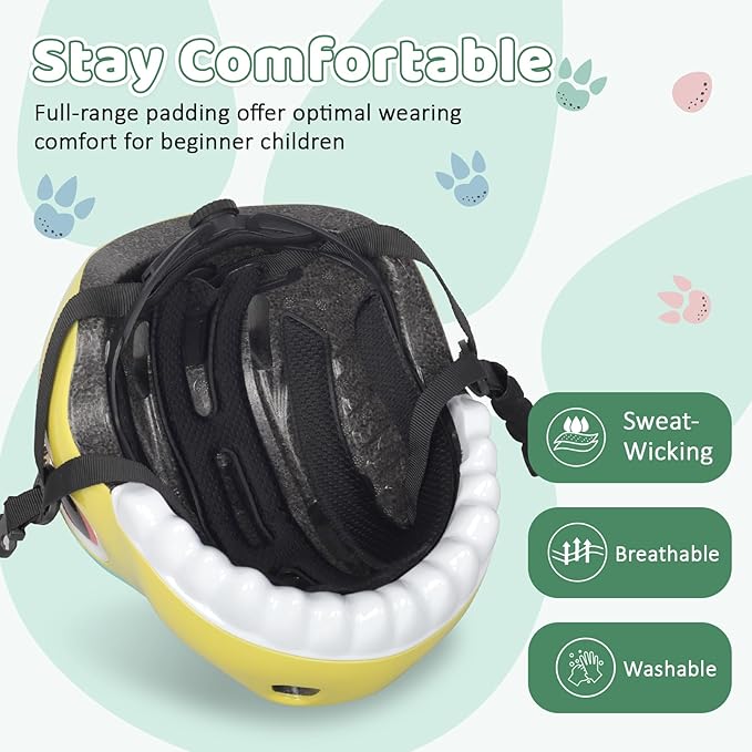 Dinosaur Bike Helmet for 1-3-5-8 Toddler Baby Kids, Lightweight Bicycle Helmet for Cycling Skateboard Roller Skate & Multi-Sports,2 Sizes for Boys and Girls-StrideForce Fitness