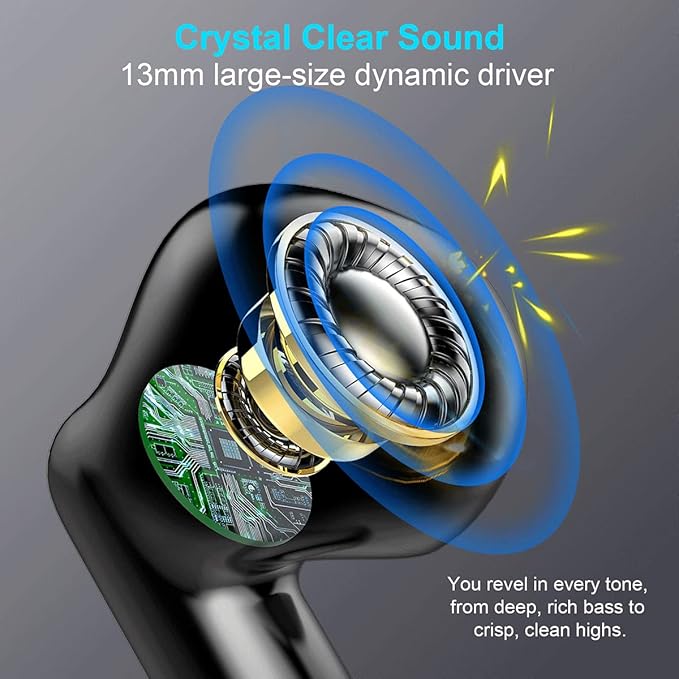 Wireless Earbuds, Bluetooth 5.4 Earbuds Stereo Bass, Bluetooth Headphones in Ear Noise Cancelling Mic, Earphones IP7 Waterproof Sports, 32H Playtime USB C Mini Charging Case Ear Buds for Android iOS-StrideForce Fitness