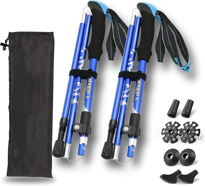 Trekking Poles Lightweight Collapsible Hiking Poles Folding Aluminum Walking Sticks 2 Pack Walking Sticks for Hiking-StrideForce Fitness