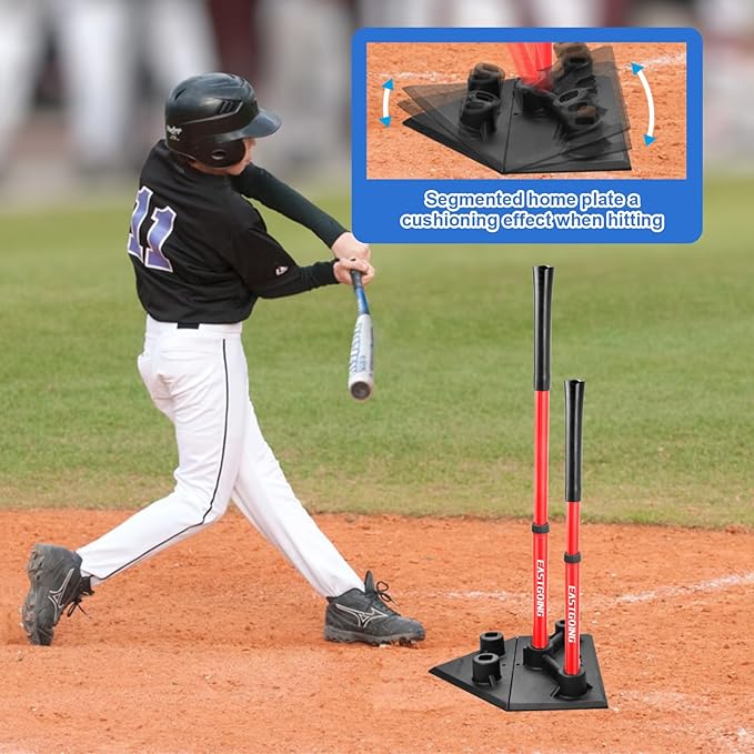 Eastgoing Heavy Duty Baseball and Softball Portable Travel Batting Tee.Adjustable 5-Position Baseball and Softball Batting Tee.Hitting Tee for Any Age Player Baseball-StrideForce Fitness