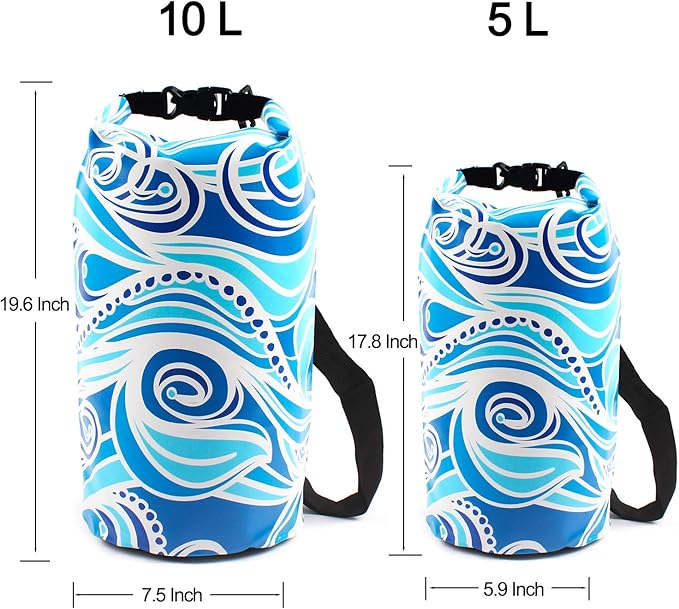 Dry Bag Waterproof,10L Roll Top Backpack Floating Dry Bag for Kayaking Boating Swimming Hiking Camping Outdoor Activities,Blue Sky-StrideForce Fitness