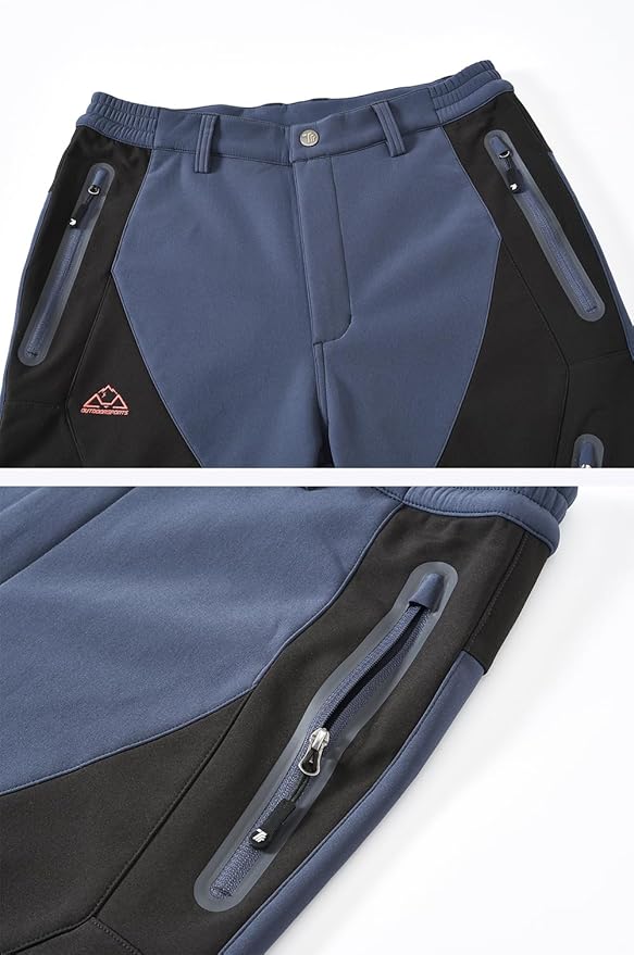 YSENTO Men's Fleece Lined Ski Snow Pants Winter Waterproof Softshell Insulated Hiking Cargo Pants-StrideForce Fitness