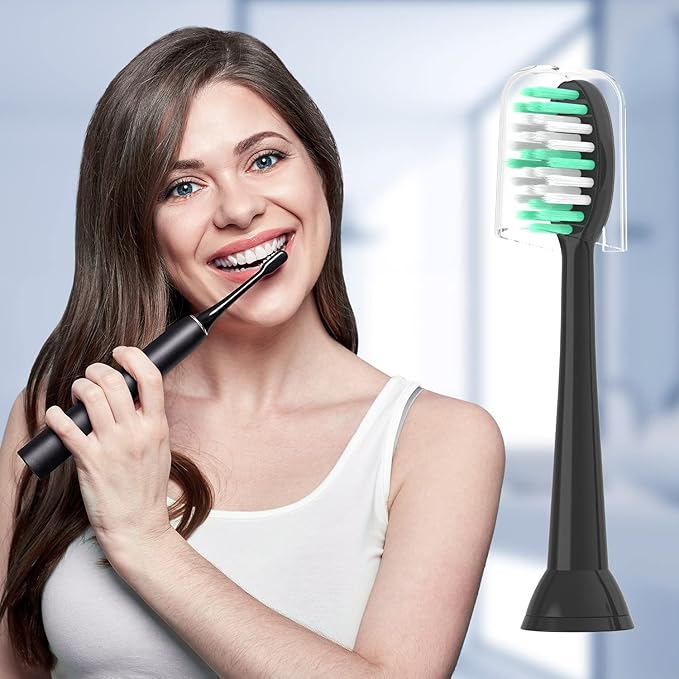 Replacement Toothbrush Heads 10 Pack Compatible with AquaSonic Black Series for Vibe Series Black Series pro, and for Duo Series pro Electric Toothbrush,Soft Balck