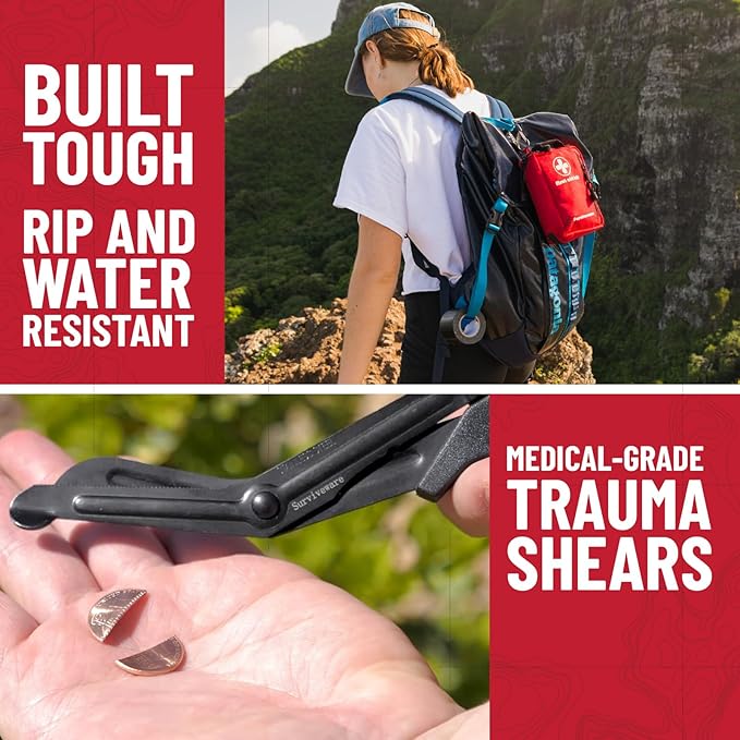 Surviveware 98 Pcs Comprehensive Premium Survival First Aid Kit - Medical Emergency Kit for Travel Camping Gear, Home Essentials & Outdoor Emergencies - HSA & FSA Eligible Survival Kit-StrideForce Fitness