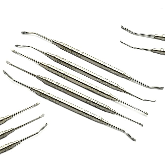 MEDSPO Professional Dental Instruments Osteotome Periotome Luxating Elevator Implant | Orthodontic PDL Teeth | Surgical Root Extraction Spreading (Sinus Lift Elevators Hollow Handle Set Of 5)