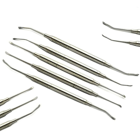 MEDSPO Professional Dental Instruments Osteotome Periotome Luxating Elevator Implant | Orthodontic PDL Teeth | Surgical Root Extraction Spreading (Sinus Lift Elevators Hollow Handle Set Of 5)