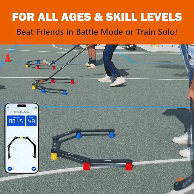 Potent Digital Stickhandling Trainer 2.0 – App-Enabled Hockey Training Aid | Real-Time Feedback, Scoreboard & Timer | Portable On/Off Ice Puck Handling & Reaction Drills-StrideForce Fitness