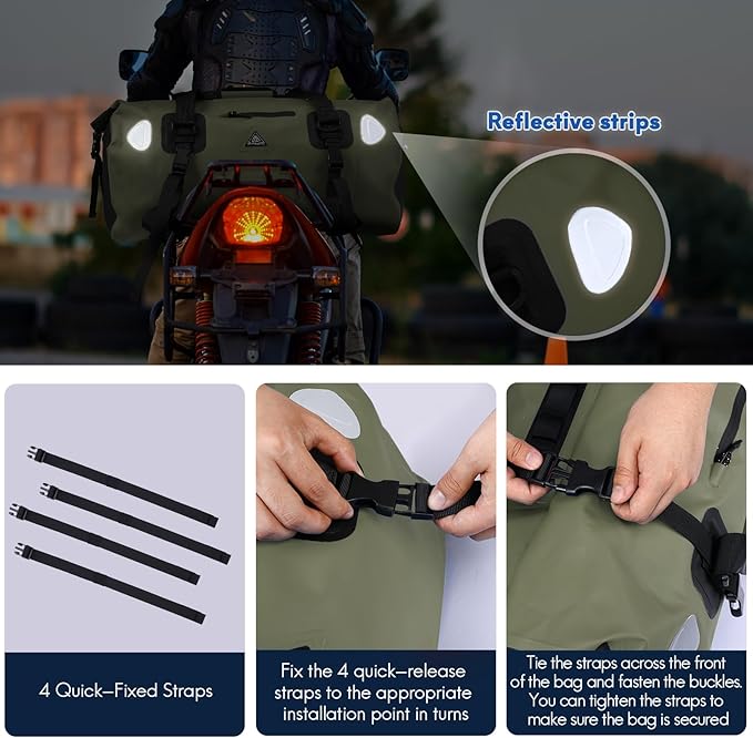 Haimont Waterproof Duffel Bag Roll-top Dry Duffel Bag with Quick-fixed Straps for Motorcycling, Rafting, Boating, SUP, Kayaking, Travel, 50L/70L-StrideForce Fitness