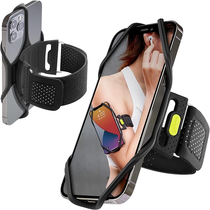 BONE Run Tie 2, Running Phone Holder, Skin-Friendly Silicone Sport Armband with Dual Layer Design for Heat-Dissipation, Workout Phone Carrier for Most Smartphone (S Arm Size/7.9-9.8 inches)-StrideForce Fitness