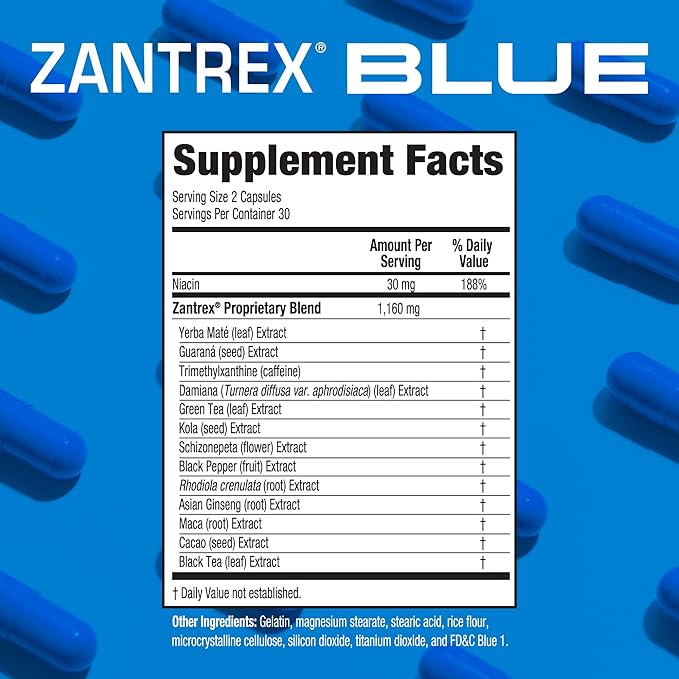 Zantrex Blue Energy & Thermogenesis Boost Energy | Weight Management Supplement for Appetite Control, Increased Calorie Burn and Supports GLP-1 Levels | 60 Capsules-StrideForce Fitness