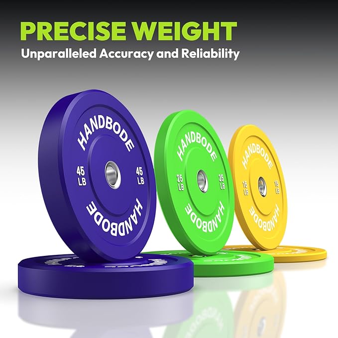 Colored Bumper Weight Plates Olympic Weight Plate Set 2-Inch, 10/15/20/25/35/45/55 lb Barbell Weight Plates Set for Home Gym, Rubber Strength Training Weights Plates for Weight Lifting-StrideForce Fitness