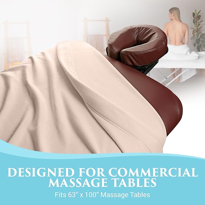 NRG Polar Fleece Blankets Fleece Massage Table Blanket - 60" x 86" - Natural - Ultra Soft, Warm & Comfortable - Lightweight Blanket Perfect for Most Massage Tables - Machine Washable-StrideForce Fitness