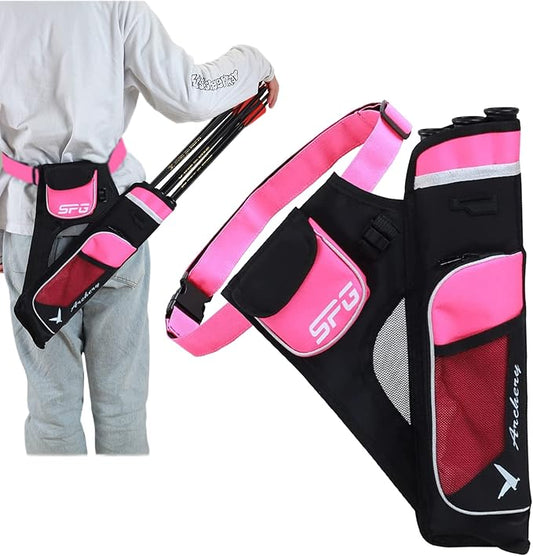 SOPOGER Archery Hip Quiver for Arrows - 3 or 4 Tube Bow Belt Quiver Waist Hanged for Youth Teens Adults Compound Bow Recurve Bow Target Shooting-StrideForce Fitness
