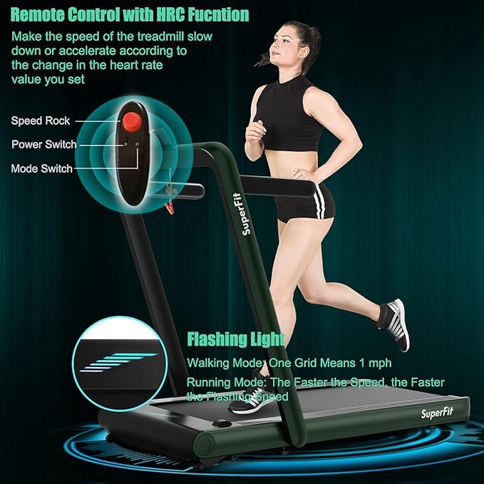 GYMAX Walking Pad, 4.75HP Under Desk Treadmill with LED Touch Screen, App Control, Built-in Speaker & Handle, 2 in 1 Folding Compact Portable Treadmill for Home Small Space-StrideForce Fitness