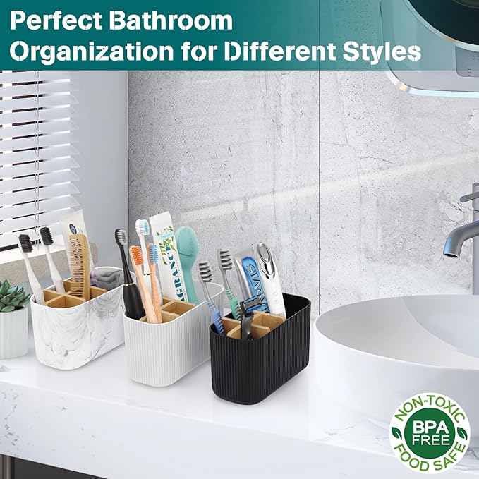 White Toothbrush Holder - Bamboo Toothbrush Holders for Bathrooms Electric Toothbrush Holder Organizer Kids Toothbrush Holders for Bathrooms Countertop