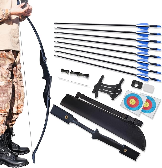 Bow and Arrow Set for Adults Beginner Teens, Dual Arrow Rest for Right and Left Handed Bows 20lbs 30lbs 40lbs Entry Level to Intermediate Archers Complete Equipped Value for Money-StrideForce Fitness