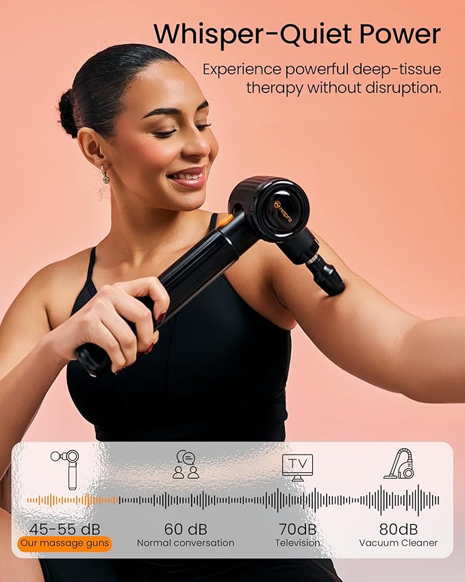 Massage Gun with Extension Handle and 3 Adjustable Angles,Deep Tissue Back Massage for Neck/Shoulders/Waist/Legs/Body Pain Relief,Handheld Percussion Muscle Massager with Portable Case,Black