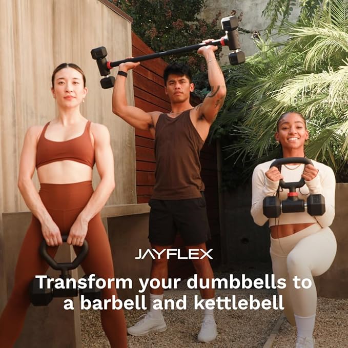 Jayflex Hyperbell Dumbbell Converter - Convert Dumbbells to Barbell Set and Kettlebell for Home Fitness - Adjustable & Up to 200 lb Capacity Weight Barbell for Weight Lifting-StrideForce Fitness