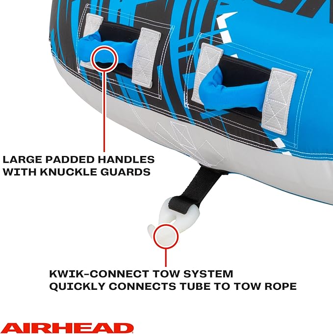 Airhead G-Force Inflatable Towable Tube | 2-4 Rider Models | Dual Tow Points | Full Nylon Cover | Kwik-Connect | Patented Speed Valve | Boat Tubes and Towables-StrideForce Fitness