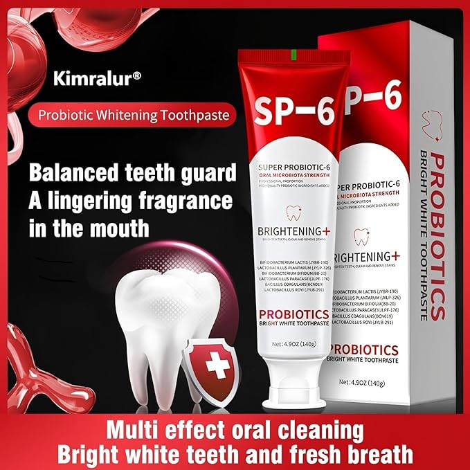 Sp-6 Probiotics Whitening Toothpaste, Sp-6 Ultra Whitening Toothpaste, Enhanced Formula with Enamel-Safe, Fluoride-Free, Fresh Breath Mint Flavor for Oral Health (3)