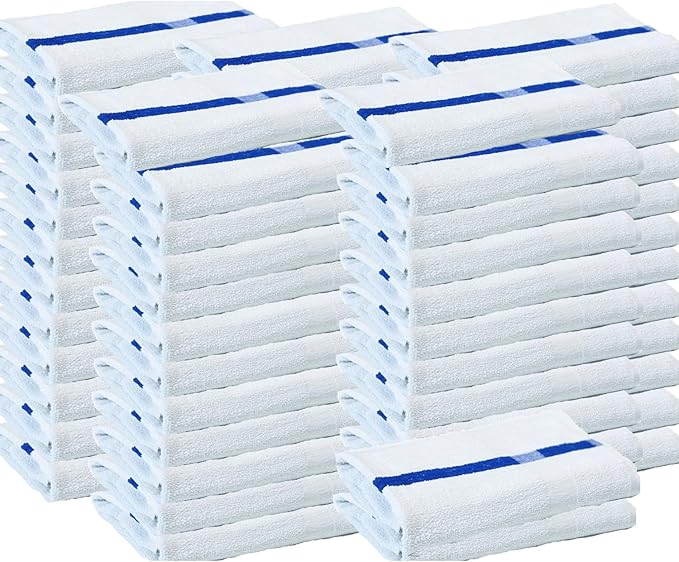Towels N More 24x48 Soft Poolside Towels 60 Large Super Absorbent Pool Towel Blue Center Stripe Home Spa Gym Hotel Motel Rental House 100% Cotton Bath Towels-StrideForce Fitness