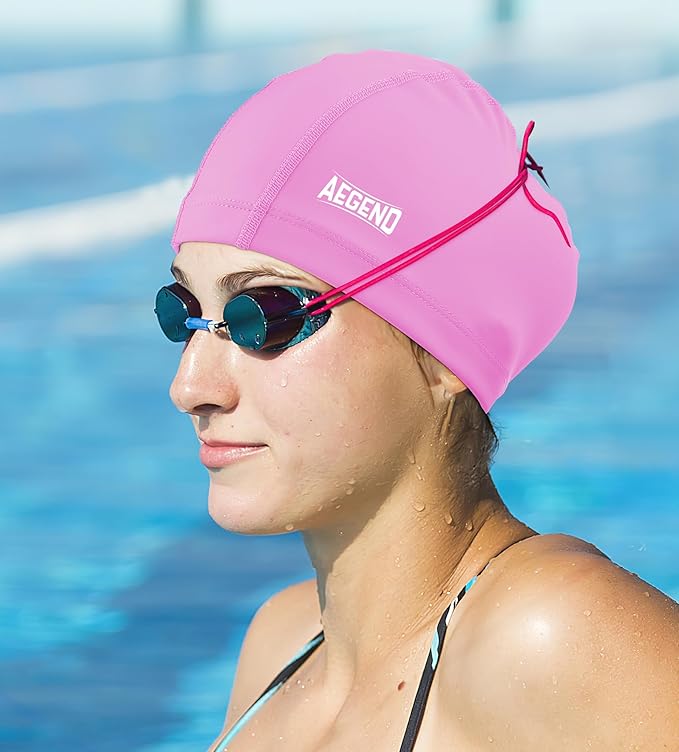Aegend Fabric Swim Cap, Silicone Waterproof Layer - Breathable Cloth Swimming Cap, Keep Hair Dry with Hight Elasticity for Youth(8-16) Adult, 2 Sizes to Choose-StrideForce Fitness