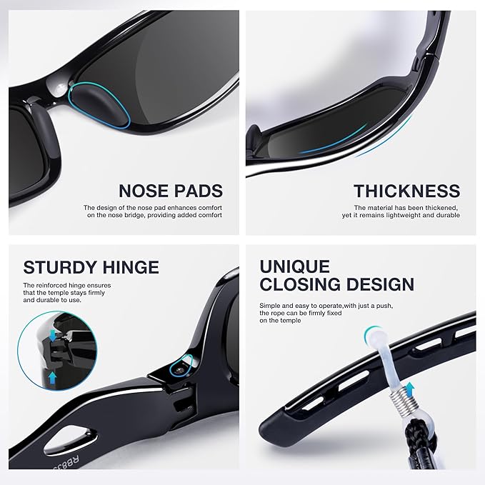 RIVBOS Sunglasses for Men Women Polarized UV Protection Sports Fishing Driving Shades Cycling RB833-StrideForce Fitness